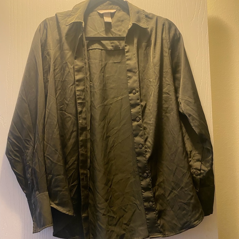 H&M Green Button Up